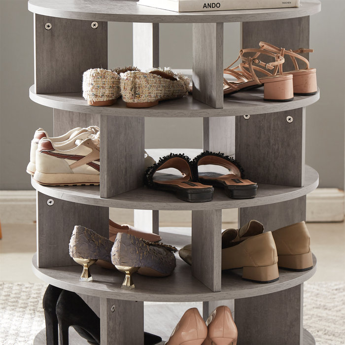 Latitude Run® 4Tier 16 Paris Revolving Lazy Susan Shoe Rack Storage
